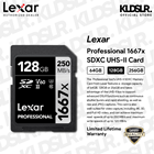Lexar 128GB Professional 1667x UHS-II SDXC Memory Card (LIFETIME WARRANTY) (LSD128CB1667)