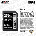 Lexar 256GB Professional 1667x UHS-II SDXC Memory Card (LIFETIME WARRANTY) (LSD256CB1667)