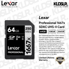 Lexar 64GB Professional 1667x UHS-II SDXC Memory Card (LIFETIME WARRANTY) (LSD64GCB1667)